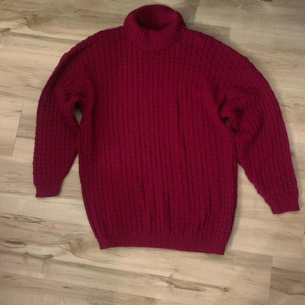 Cuddle Knit Vintage 90s Red Ribbed Turtleneck Sweater Womens Large Made in USA